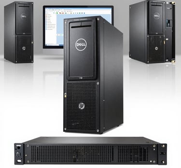 A sleek HP DL380 server rack glowing softly in a modern data center environment.