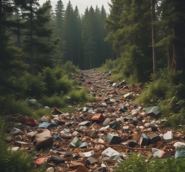 A serene forest path bathed in golden sunlight, symbolizing a journey toward nature-friendly living.
