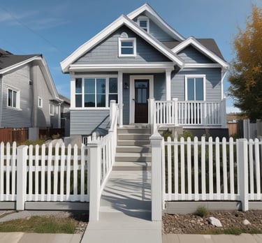 Freshly painted white trim on a bright red house exterior.
