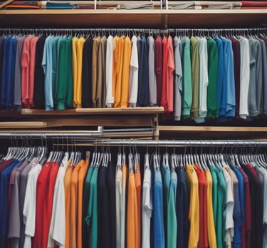 T-shirt laid flat showing a vibrant, witty message in modern typography