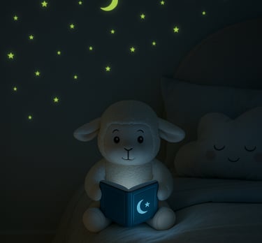 a stuffed animal sitting on top of a bed