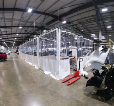 Clear PVC spray booth curtain for automotive smart repair bay