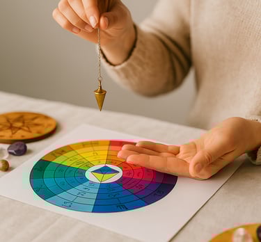Curso de Formação em Radiestesia e Mesa Radiônica da Solução de Impacto, com pêndulo e gráfico.