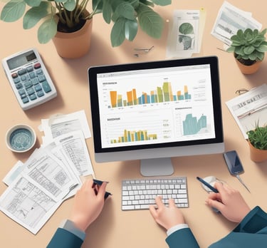 A sleek office building surrounded by well-maintained gardens and parking spaces on a sunny day.