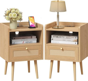Mid-Century Modern Natural Wood Nightstands & Bedside Tables – Stylish Boohoo End Table Ideas