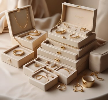 A luxurious leather jewelry box displayed on a soft surface.