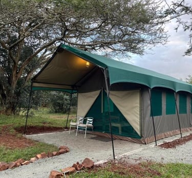 En suite self catering safari tent at Albizia camp in Hluhluwe