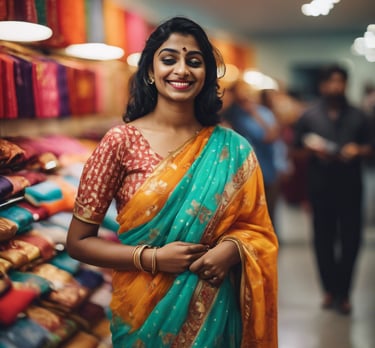 A precious customer giving her honest review on the saree