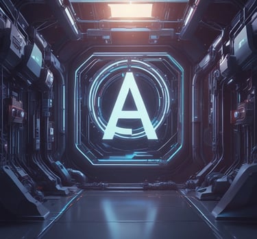 A futuristic and digital-themed image features a stylized circuit board with the words 'Open AI' in bold, glowing letters. Above it is a design that resembles an AI or robot face with neon accents. The background consists of a network of interconnected blue lines and nodes, suggesting themes of technology and connectivity.