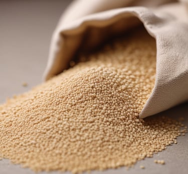 white millet grain pouring into a pile