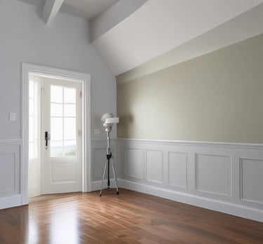 Freshly painted cozy living room with soft natural light highlighting the smooth walls.