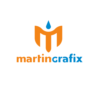 Concept de logo pour un studio graphique, représentant un martin-pêcheur en bleu et orange