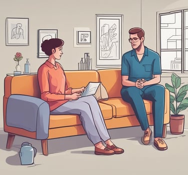 A caring medical professional visiting a patient at home, offering personalized care.