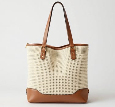 Close-up of a delicate crochet clutch in soft khaki tones with intricate patterns