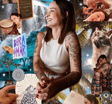 a woman with tattoos on her arms