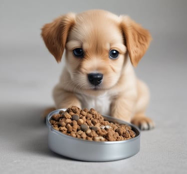 A happy dog and cat playing together in a garden.