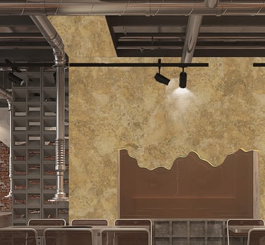 Sinoflexistone material applied on a commercial area, showcasing its Rusty Texture design