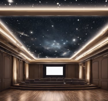 the ceiling of a large building with many windows