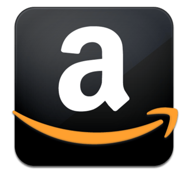 a black square with the amazon logo on it
