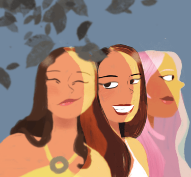 a woman with long hair and a necklace. 3 filles des amies. Diane Mulolo Faida