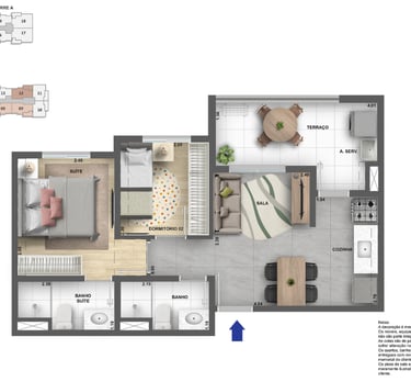 Planta de 2 dorms