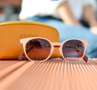 a pair of sunglasses and a yellow case