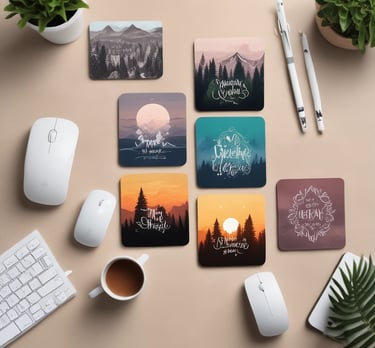 A beautifully arranged set of personalized photo cards with vibrant designs.