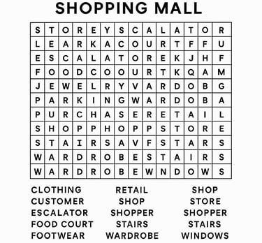 Shopping Mall Word Search 