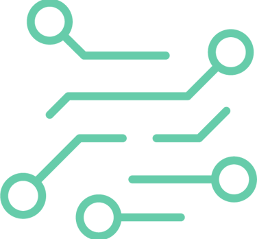 Circuit-style icon representing the use of advanced tech to drive creative innovation.