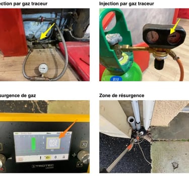 injection gaz traceur detection recherche  fuite d eau douche baignoire Saint priest 69800