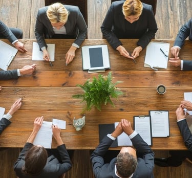 a group of people in a business meeting