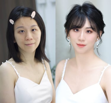 香港婚禮新娘化妝師新娘造型妝前妝後對比