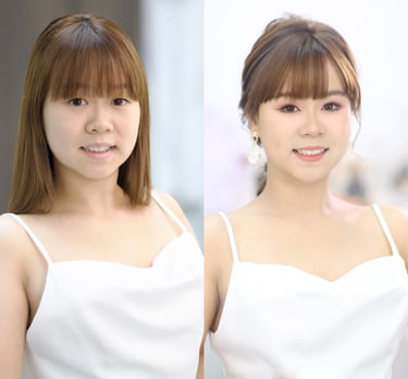 香港婚禮新娘化妝師新娘造型妝前妝後對比