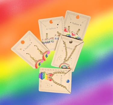 a rainbow - colored necklace with a rainbow - colored necklace