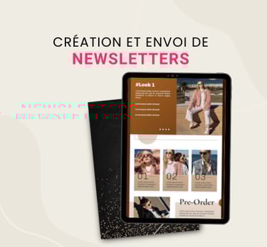 Service de création et envoi de newsletters affiché sur une tablette numérique pour le marketing digital.
