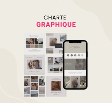 Professional brand style guide and social media kit displayed on a smartphone and design boards.