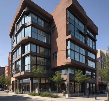 Charming mixed-use building with retail space on ground floor and apartments above.