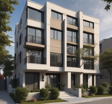 Modern three-bedroom townhouse with a sunlit garden and spacious patio.