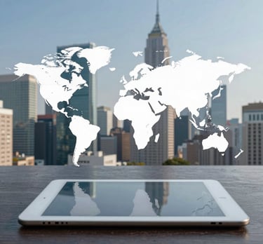 A sleek modern website homepage displayed on a laptop screen with vibrant colors.