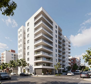 Luxury penthouse terrace with panoramic city views and modern outdoor furniture.