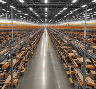 A sleek, modern product display with orange and blue accents on a solid background.