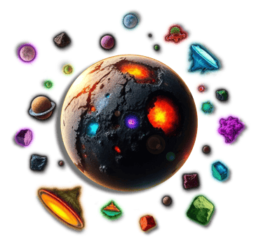 Ruined planet with various moons of different natures