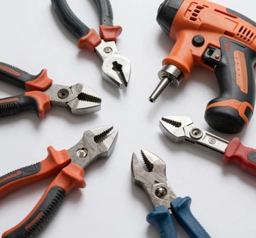 A sturdy cordless drill with accessories displayed cleanly on white.