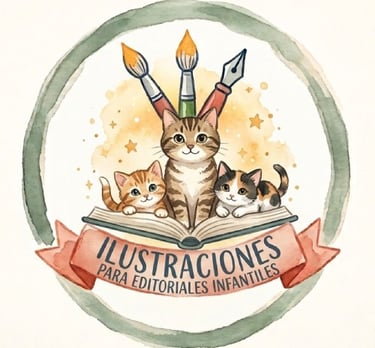 gatitos acuarelados con pinceles ilustraciones para editoriales