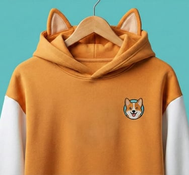 Sudadera con capucha con orejas de corgi