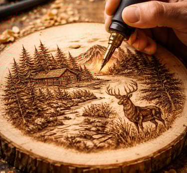 woodburning-of-elaborate-mountain-scene-with-elk