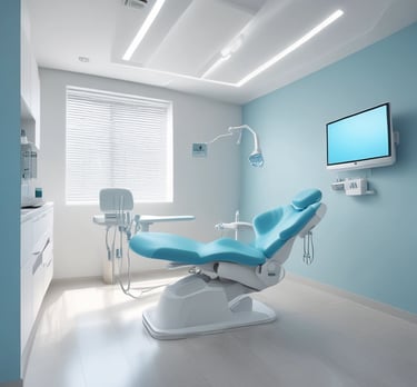 Modern dental clinic reception with a smiling professional welcoming a patient