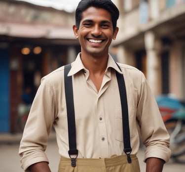 A vibrant neighborhood street with local shops, a gym, and a salon bustling with happy customers.