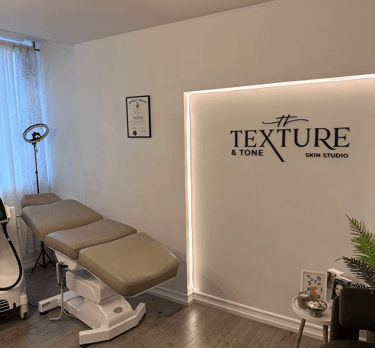 modern skincare studio interior at Texture & Tone Skin Studio in Hamilton Ontario