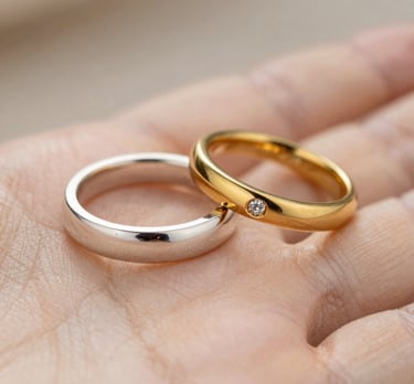 Delicate silver semijoias with intricate designs resting on natural wooden surface.